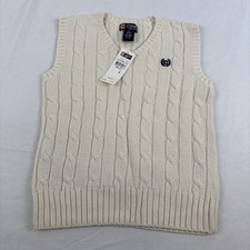 Chaps Basics Ivory Youth Size 6 Cotton Cableknit Sweatervest NEW With Tags