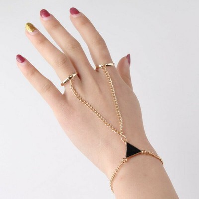 Women Bracelet Bangle Finger Ring Harness Hand Chain