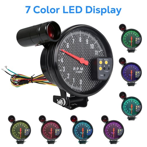 5" Tachometer Gauge 7 Color Backlit 0-11000 RPM Meter with Shift Light Universal - Picture 5 of 7