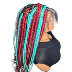 Handmade Full Lace Box Braided Wig 13×4 Front Parting Burgundy & Turquoise Curly — photo 7
