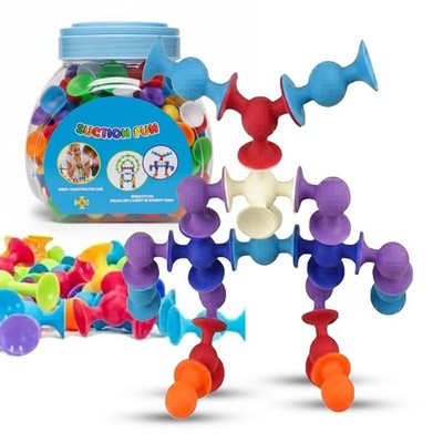48pcs Suction Cup Building Toys for Kids Silicone Sensory Fidget Toy Set STEM To