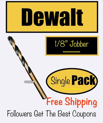 Pack of 1 DEWALT 1/8'' x 2-3/4'' Black and Gold HHS Jobber Length Twist Drill Bit