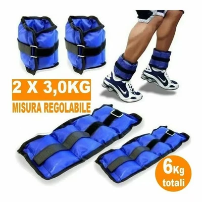 Pesi Caviglie Polsi 3 KG CIASCUNO SPORT FITNESS POLSIERE CAVIGLIERE COPPIA 6Kg