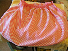 Vintage Pink Checked Gingham Smocked Waist Half Apron w/Pocket