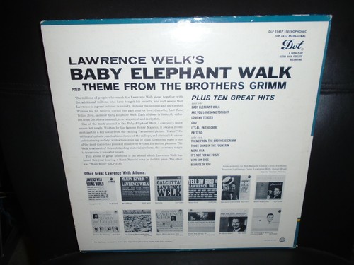 VINTAGE LAWRENCE WELK BABY ELEPHANT WALK VINYL RECORD DOT RECORDS #DLP25457 - Picture 2 of 2