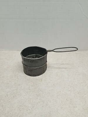 Kitchen 1 Cup 2 Cup Metal Tin Hand Held Manual Flour Sifter Shaker USA Farmhouse