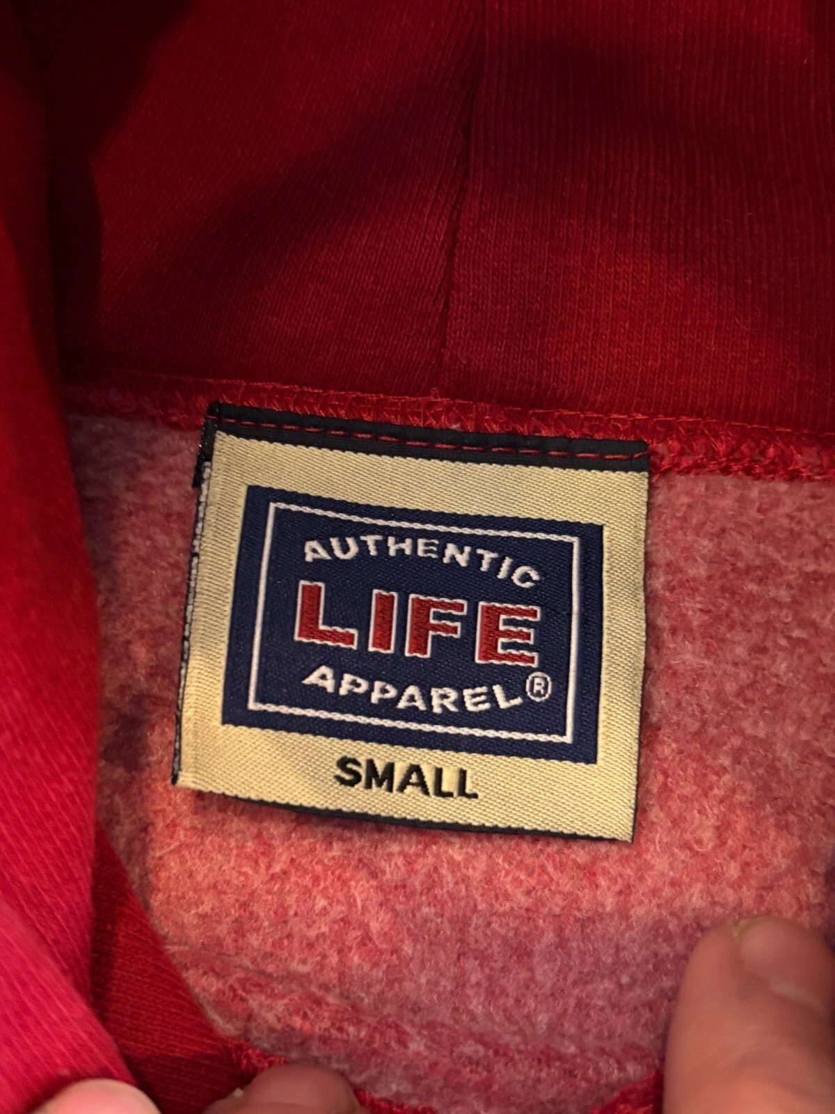 VETEMENTS Chicago Felpa con Cappuccio Uomo Small Life Apparel Maglione Pullover Rosso