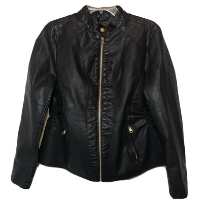 Baccini Womens Faux Leather Black Moto Jacket Size Large Vegan | eBay