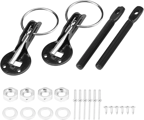 Pins Lock Alloy Steel Mount Bonnet Latch Kit Racing Car Universal Hood Pin  - Picture 15 of 22