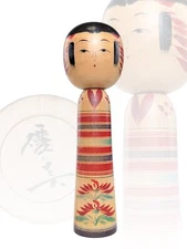 10" Vintage Yajiro Kokeshi – Traditional Japanese Folk Art Doll, Signed by Keimi