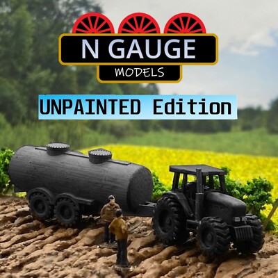 UNLACKIERT - N Maßstab Stärke 1:148 Traktor & Güllestreuer (Country Farm 1:160)