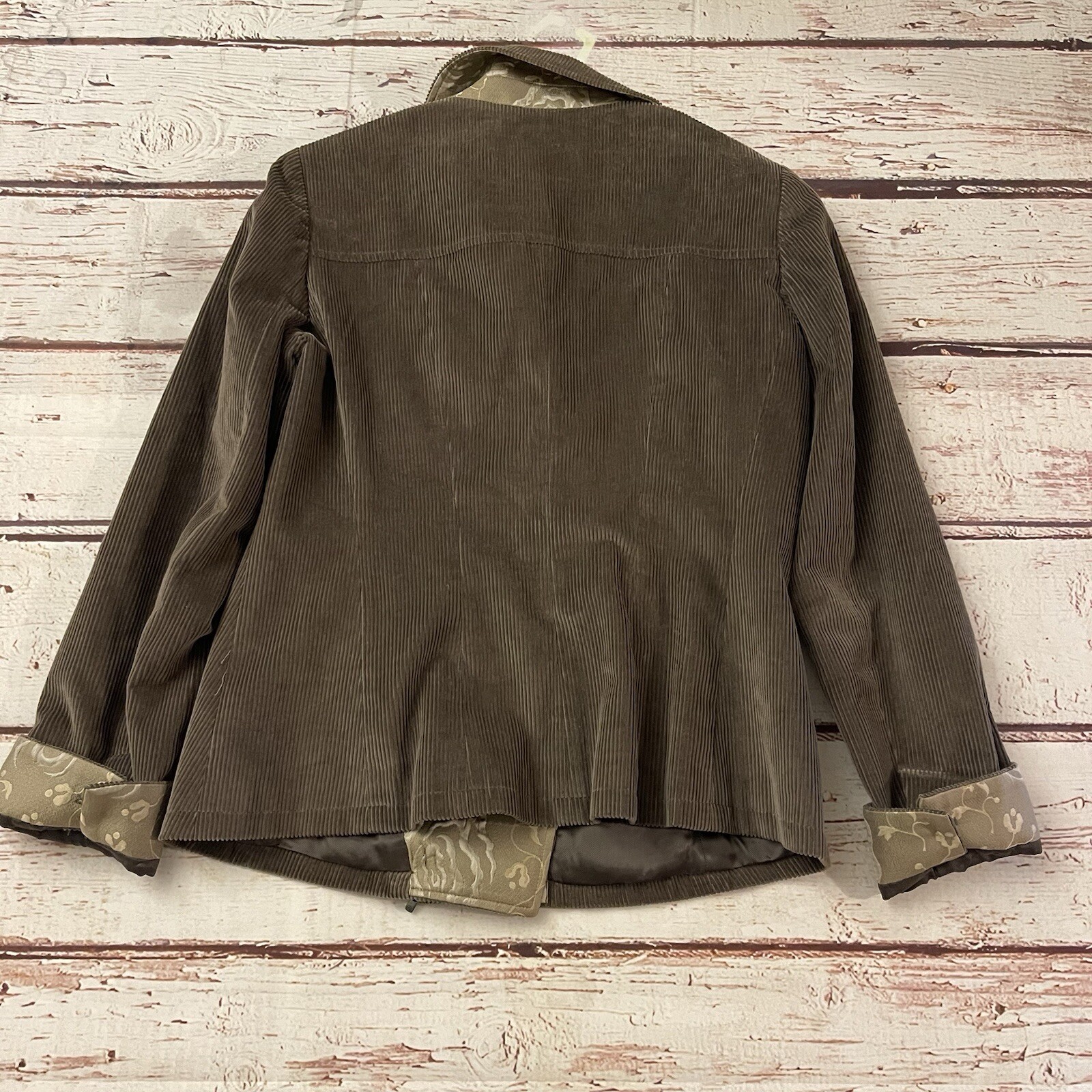 Armani Collezioni Light Brown Corduroy Moto Zip Jacket Size 8 Pockets