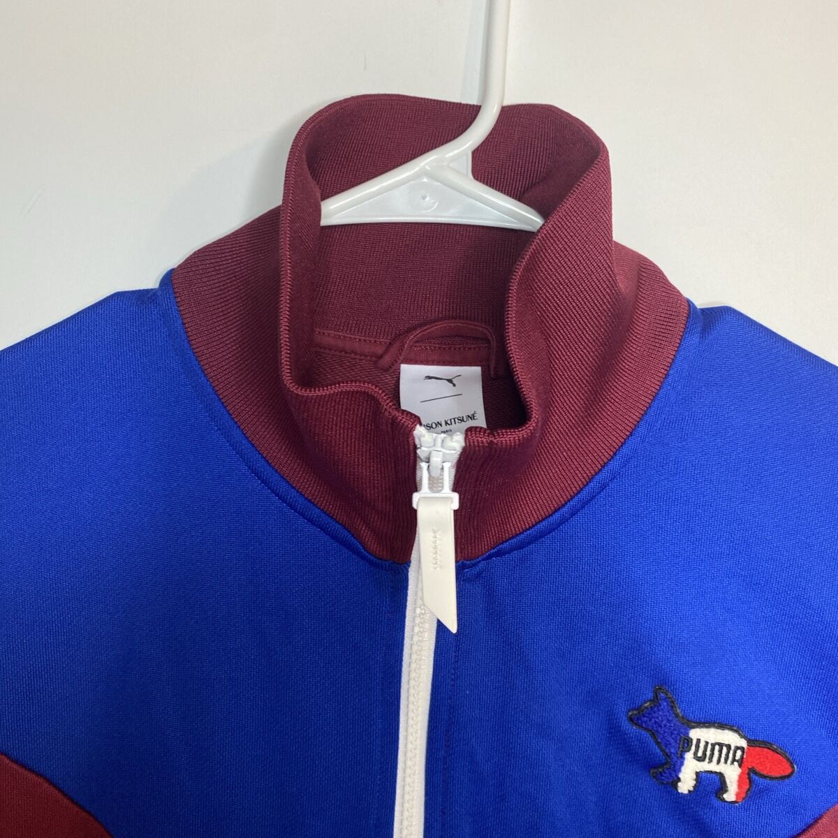 Puma X Maison Kitsune MCS Track Top Jacket Maroon Blue Men's Puma X Maison Kitsune MCS Track Top Jacket Maroon Blue Men's
