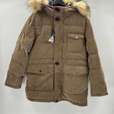NWT Rainforest Men s Full Zip Faux Fur Hooded Jacket Brown Size M