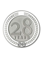 PinMart's 28 Years of Service Award Employee Recognition Gift Lapel Pin - White