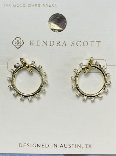 Kendra Scott Wesley Gold Stud Loops Crystals 14k Gold over Brass 1@ Round - Picture 5 of 10