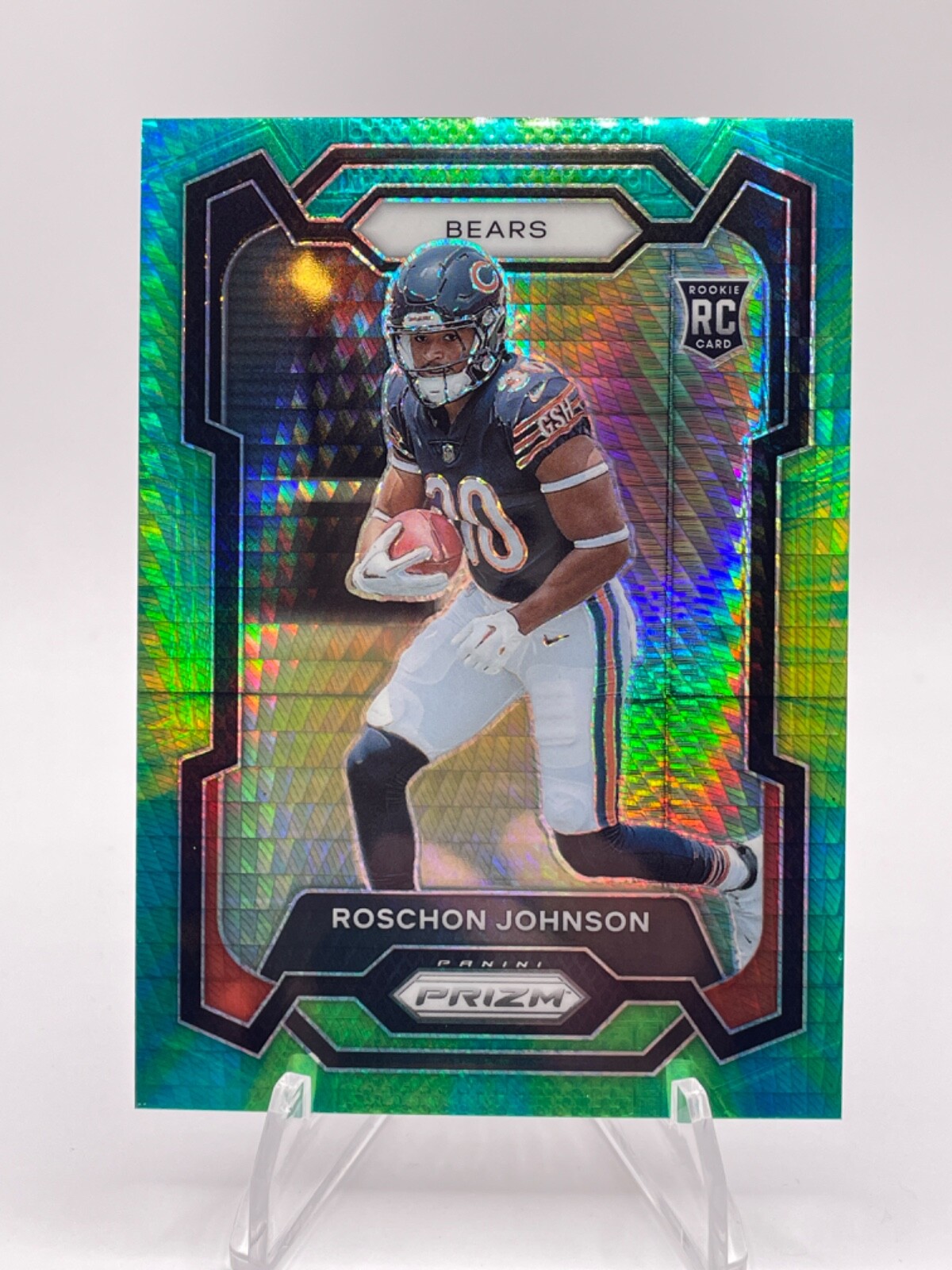 2023 Panini Prizm Roschon Johnson Green Hyper Prizm /175 #314 AC