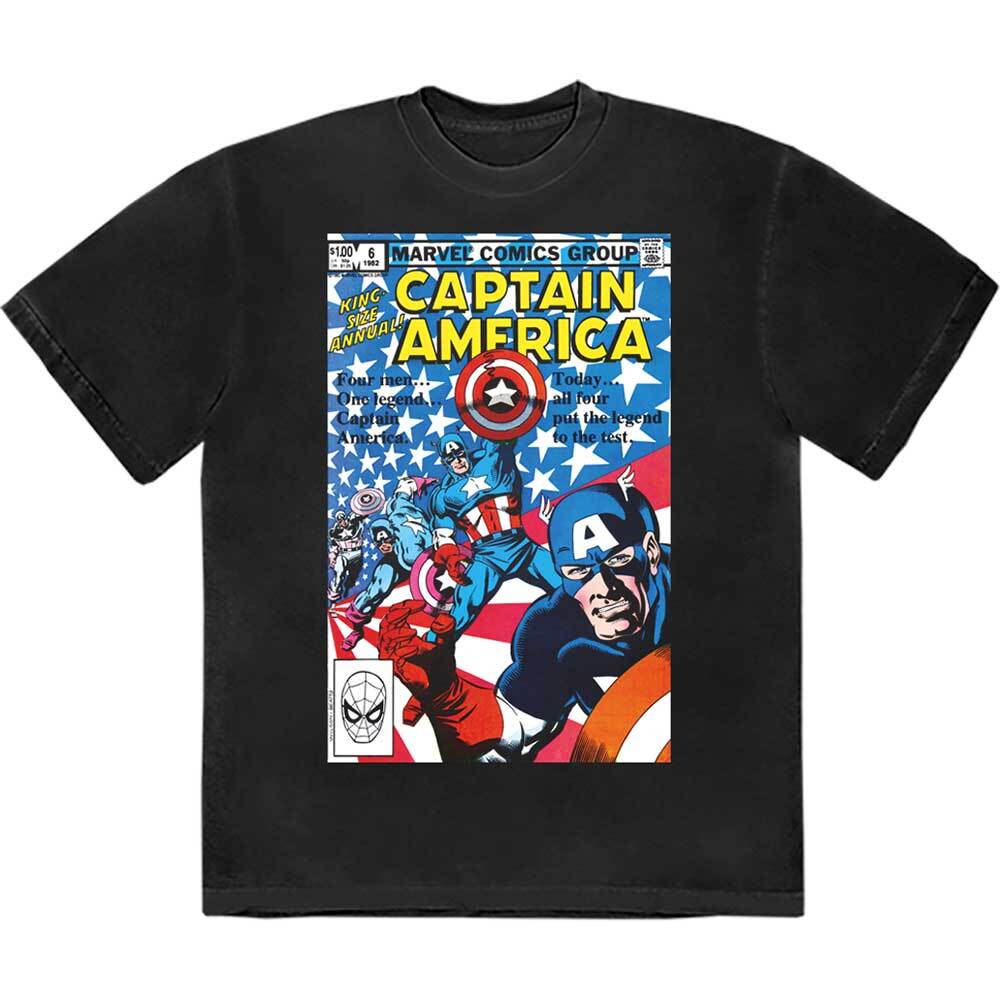 Marvel Comics Many Captain Americas Comic Cover T-Shirt Black New 