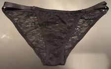 Vtg Sheer Black Lace Coquette Bikini Panties Panty W Strappy Sides