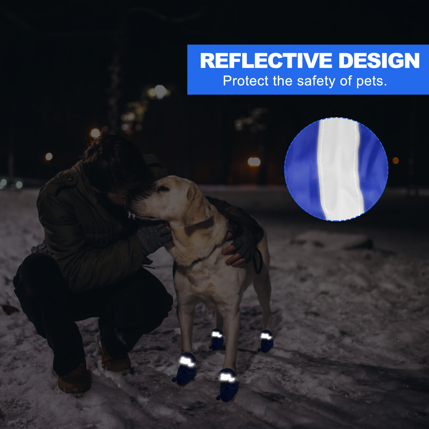 Warm Pet Cotton Shoes Winter Anti-slip Waterproof Reflective Puppy Protect USA