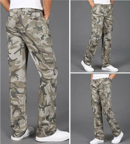 Herren Freizeit Locker Oversize Lange Hose Militär Kampf Cargohose Camouflage - Bild 4 von 18