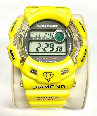  King Master Shock Shiny Yellow  0.12ct Diamond Men s Watch DS.212Y 