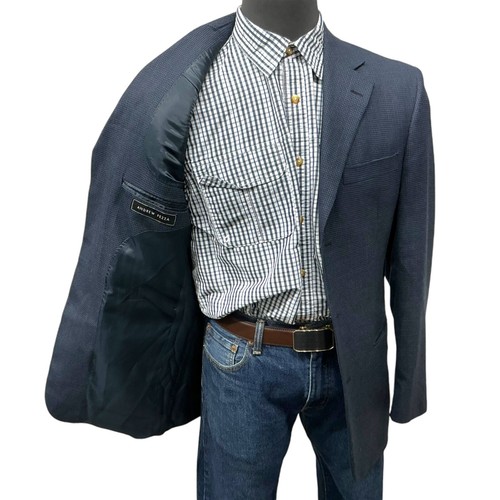 Tag 39L (42L) Andrew Fezza Navy Blue Suit Jacket Sport Coat Blazer Nailshead Sli - Picture 5 of 14