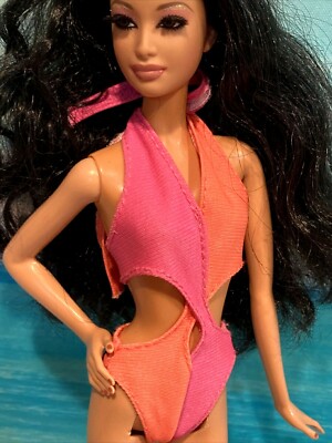 Barbie Pc Pink Orange Wet N Wild Color Changing Swimsuit