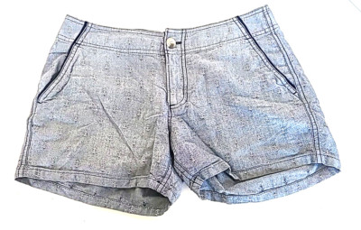 Columbia PFG Size 4 Women's Anchor Pattern Shorts Gray & Navy Blue 3'' Inseam