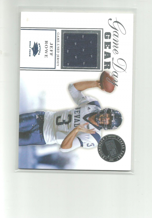 FILA 2007 PRESS PASS SE GAME DAY GEAR JERSEYS SILVER #JR2 JEFF ROWE F66