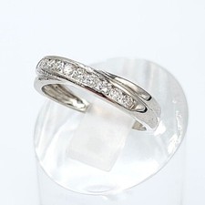 9ct White Gold Channel Set Natural 0.25ct Diamond Crossover Ladies Ring L 1/2