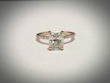 2.50 Carat Radiant Moissanite Ring with Accents 14k Rose Gold Charles&Colvard