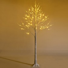 Lighted Twig Birch Tree w/ 72 Warm White LED Fairy Lights, 5FT Christmas Tree