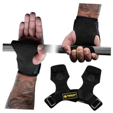 MANUEKLEAR Gym Straps Weight Lifting, Double Leather Lifting Straps for Black