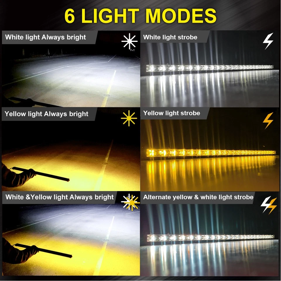 Barra de luz LED de 32 pulgadas ámbar blanco combo trabajo todoterreno coche camión 4x4 parachoques de conducción Foto 4 de 4