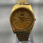 Seiko Watch Women 24mm Gold Dial Gold Tone Daydate Round 7N83-0041 New Battery