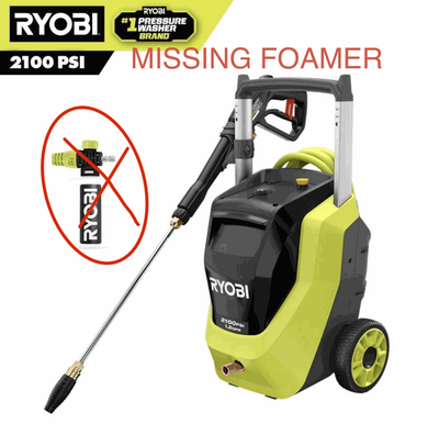 #ad RYOBI 2100 PSI 1.2 GPM Cold Water Corded Electric Pressure Washer MISSING FOAMER $129.95