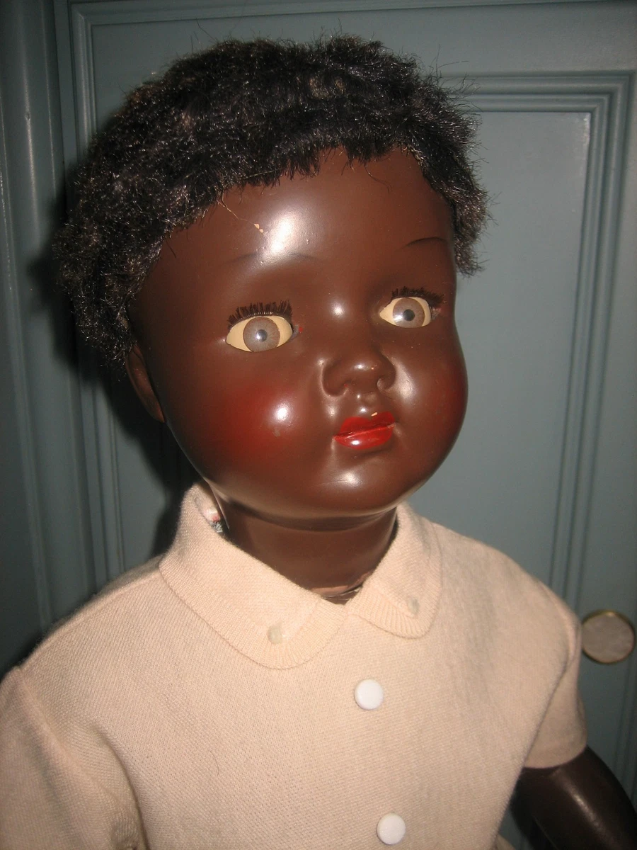 Poupée Ancienne DARES En Rhodoid - 67 Cm - Yeux Bleus - Cheveux Noirs - Années 60/70