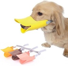 Dog Muzzles Anti Bite Silicone Duck-Bill Duck Mouth Shape M, Yellow