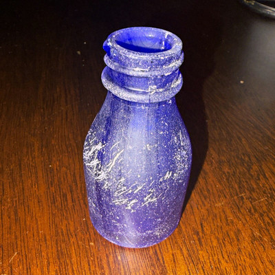 Cobalt Blue Glass Medicine Bottle, Embossed Base Vicks Va-Tro-Nol no
