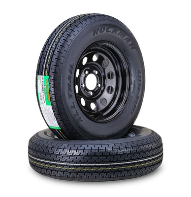 #ad #ad 2 ROCKMAN Trailer Tire Wheel ST175 80R13 6 Ply C 91M 5 Lug x 4.5quot; Black Mod Rim $169.50