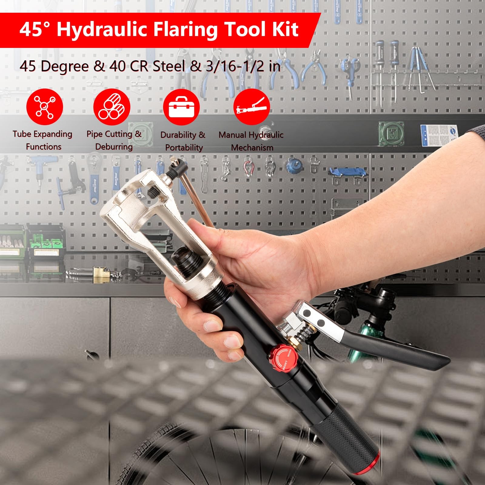 Hydraulic Brake Line Flaring Tool Kit ,Double Flaring Tool 45° for 3/16" to 1/2"