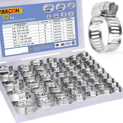 52 PCS Stainless Steel Worm Gear Hose Clamp Set Adjustable 6-38mm | Free Shippin
