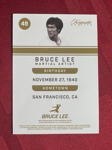2024 Keepsake Bruce Lee 50th Anniversary Editon Cracked Ice /100 #49 - Picture 7 of 7