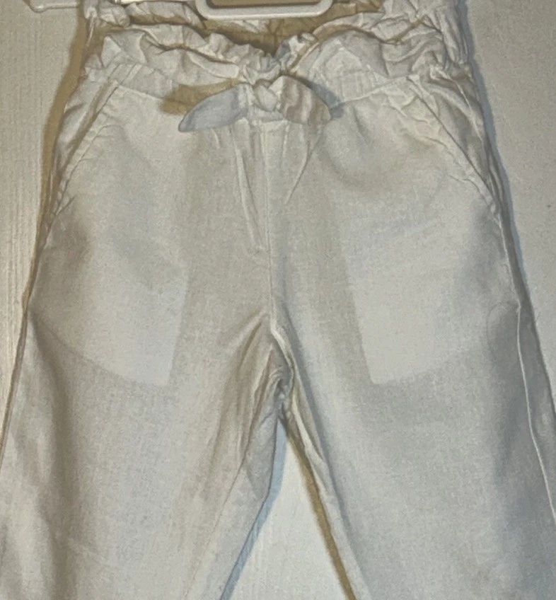 Pantalones Gymboree Niña Talla 6 Blancos Cintura Elástica Tirar Delantero Lazo Pierna Puños Foto 3 de 4