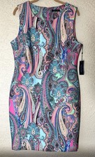 Tommy Hilfiger Paisley Scuba Sleeveless Sheath Dress Womens 14 NEW