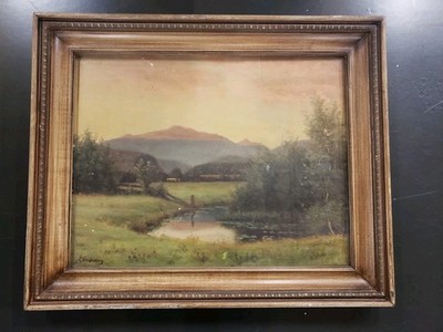 Alfred T Ordway Hudson River Landscape with Mountains Lithograph Print Artwork