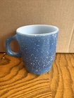 RARE Fire King Blue Speckled Coffee Mug Stackable D Handle VTG Anchor Hocking