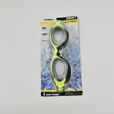 U.S. Divers Wave Swim Goggles Adult Neon Panoramic View UV Anti-Fog Protect-tu