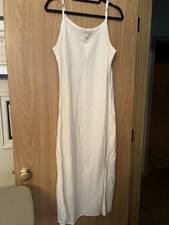 Garnet Hill Linen Slip Dress Size 14 White